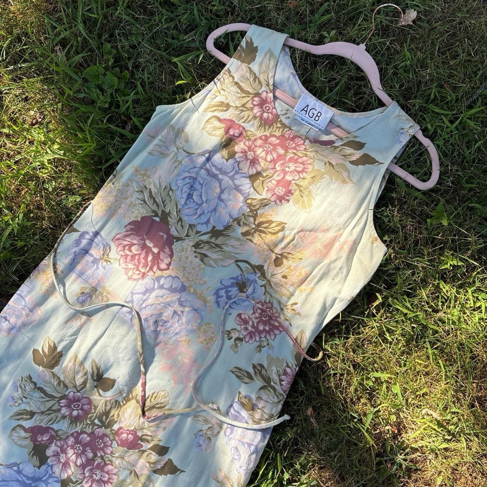 90s floral canvas dress light and pastel AGB byer California size small